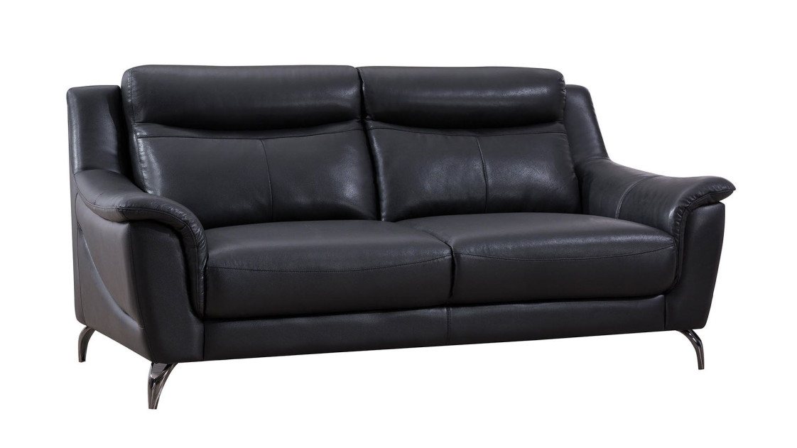 EK150 Black Genuine Leather Sofa & Loveseat Contemporary Style by American Eagle Furniture