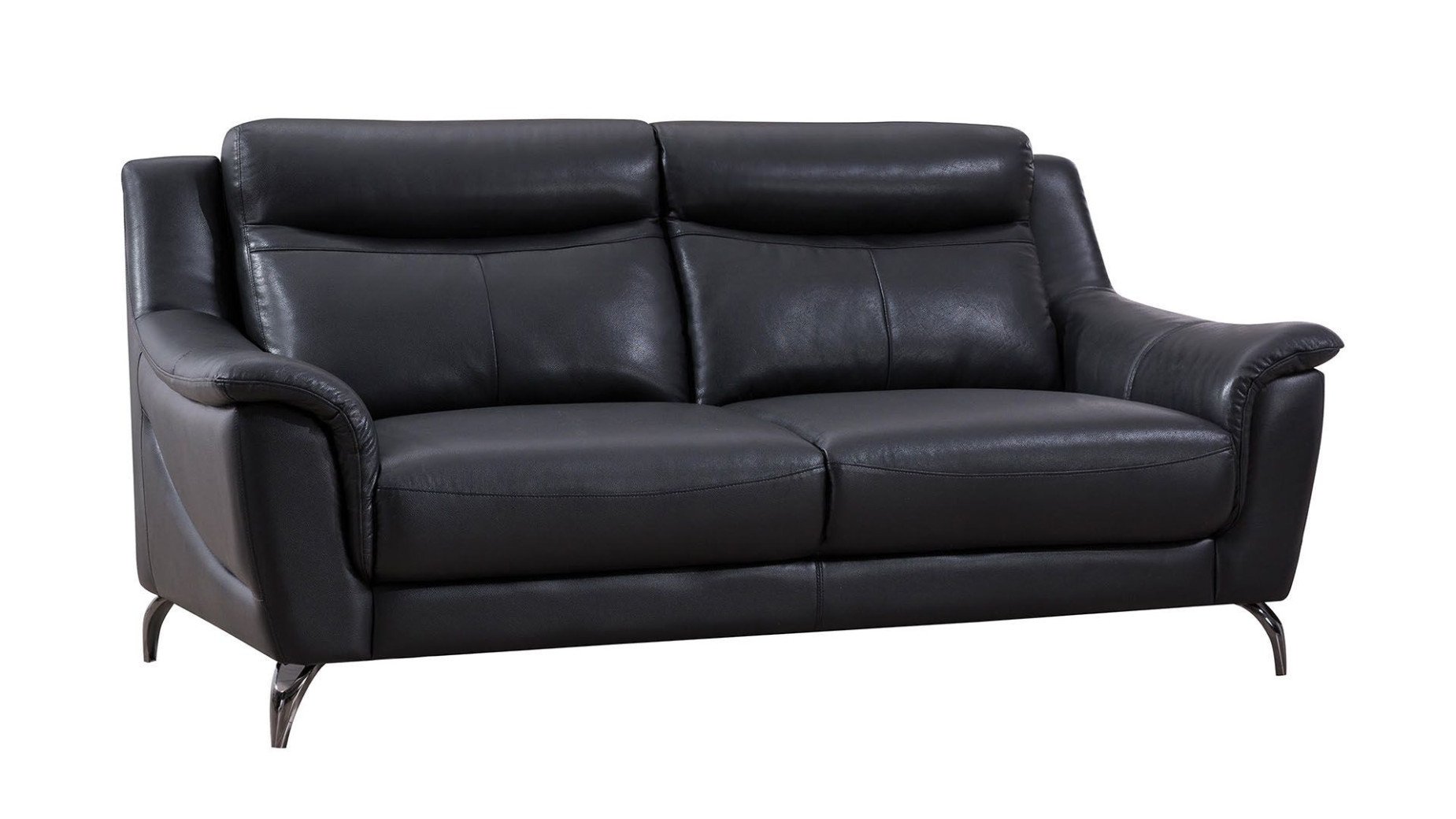 EK150 Black Genuine Leather Sofa & Loveseat Contemporary Style by American Eagle Furniture