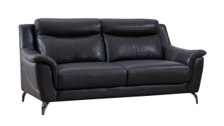 EK150 Black Genuine Leather Sofa & Loveseat Contemporary Style by American Eagle Furniture