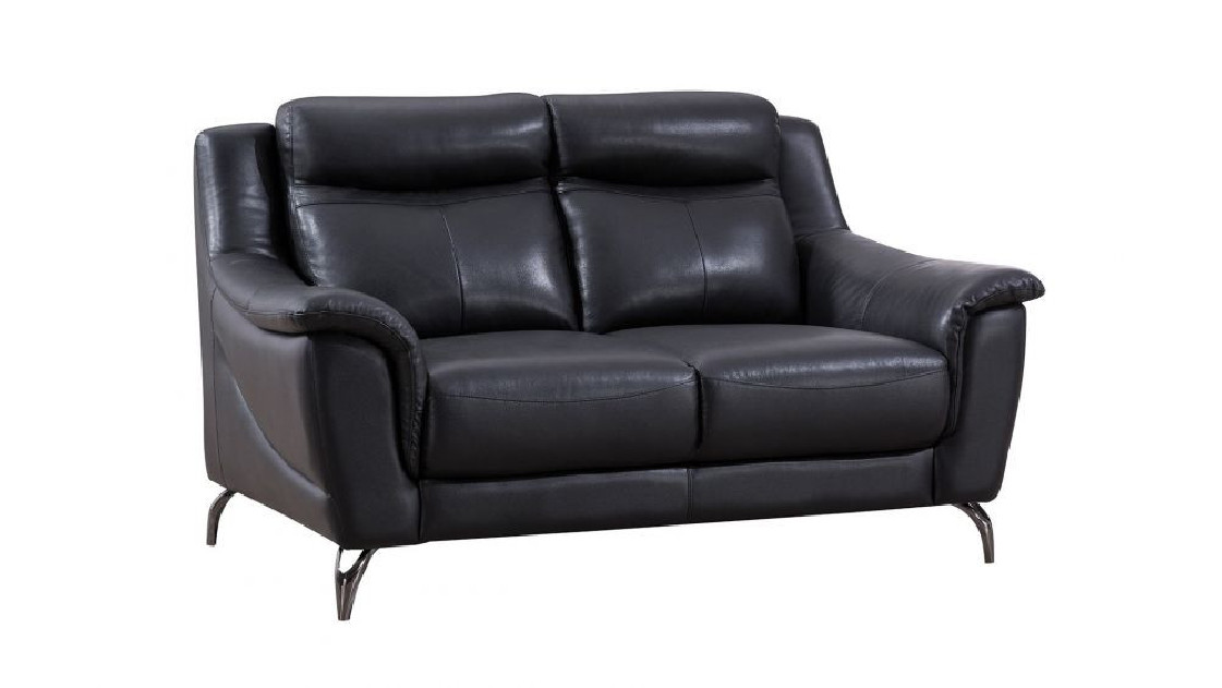EK150 Black Genuine Leather Sofa & Loveseat Contemporary Style by American Eagle Furniture