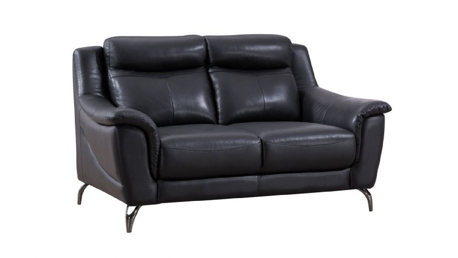 EK150 Black Genuine Leather Sofa & Loveseat Contemporary Style by American Eagle Furniture