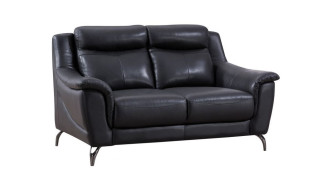 EK150 Black Genuine Leather Sofa & Loveseat Contemporary Style by American Eagle Furniture