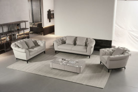 EK093 Light Gray Italian Leather Sofa & Loveseat Contemporary Style by American Eagle Furniture