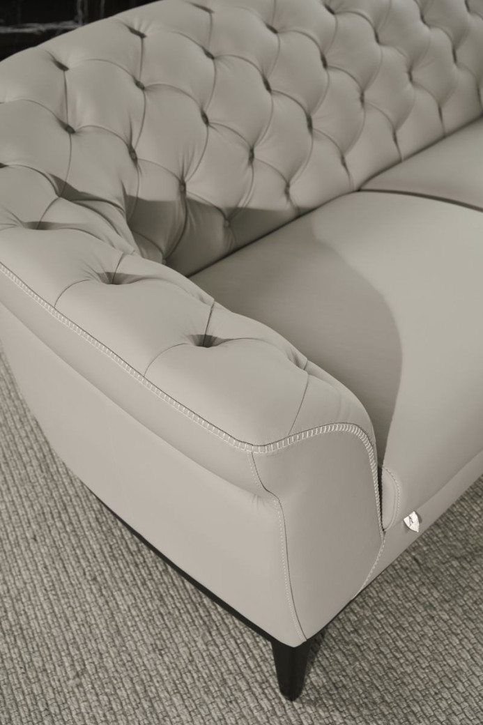 EK093 Light Gray Italian Leather Sofa & Loveseat Contemporary Style by American Eagle Furniture