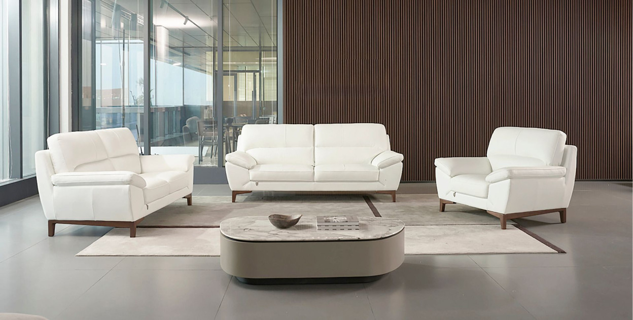 EK080 White Italian Leather Sofa & Loveseat Contemporary Style by American Eagle Furniture
