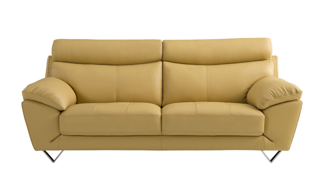 EK078 Yellow Italian Leather Sofa & Loveseat Contemporary Style by American Eagle Furniture