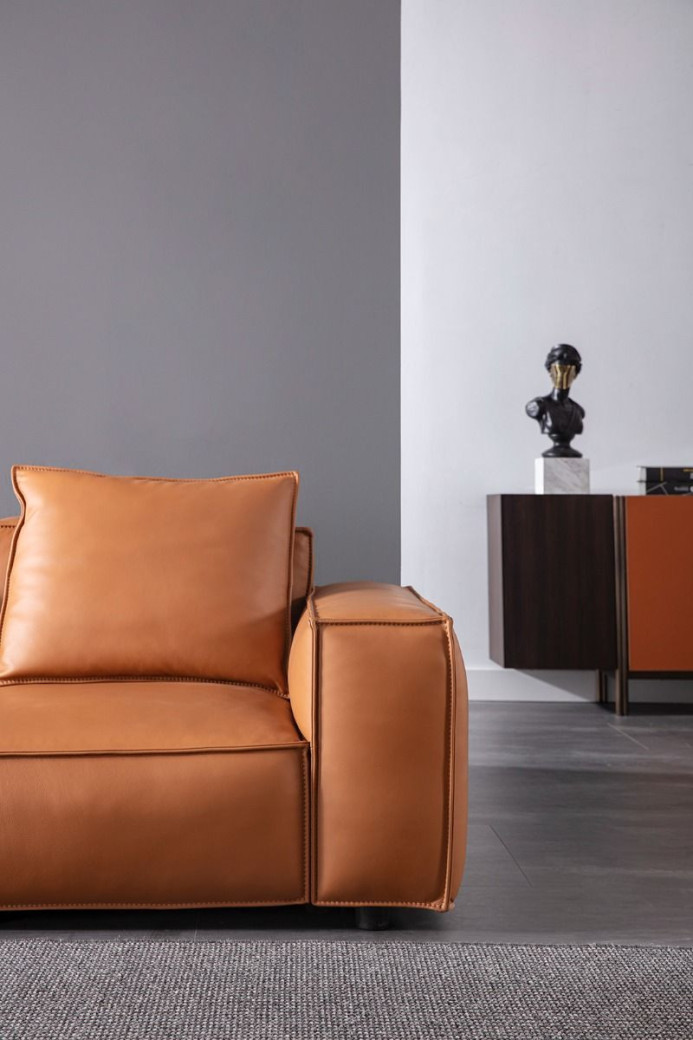EK8008-Medium Brown Extra long Full Leather Sofa & Loveseat Contemporary Style by American Eagle Furniture