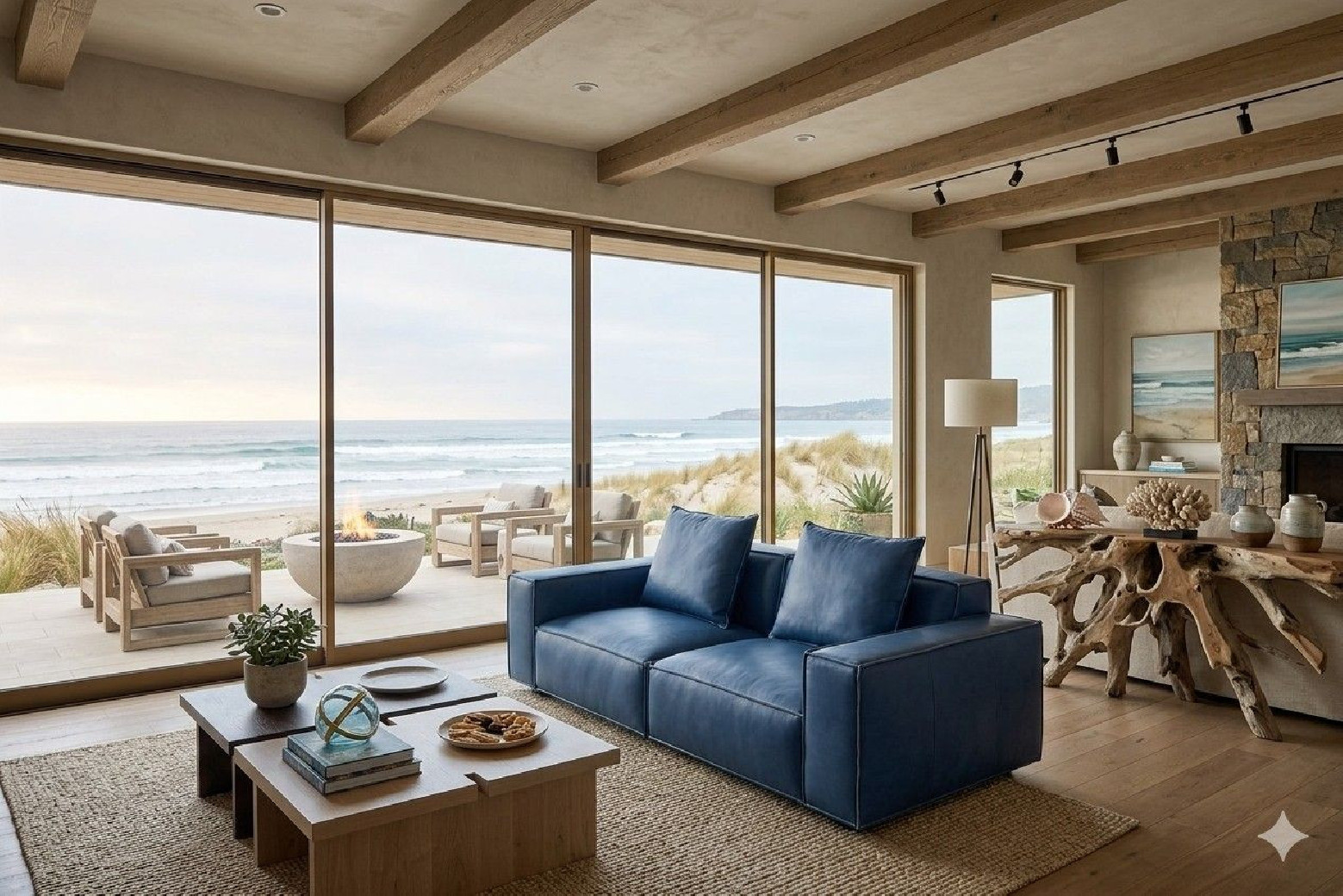 EK8008 Navy Blue Full Leather Sofa & Loveseat Contemporary Style by American Eagle