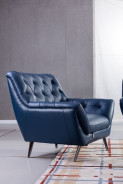 EK8003 Navy Blue Italian Leather Sofa & Loveseat Contemporary Style by American Eagle Furniture