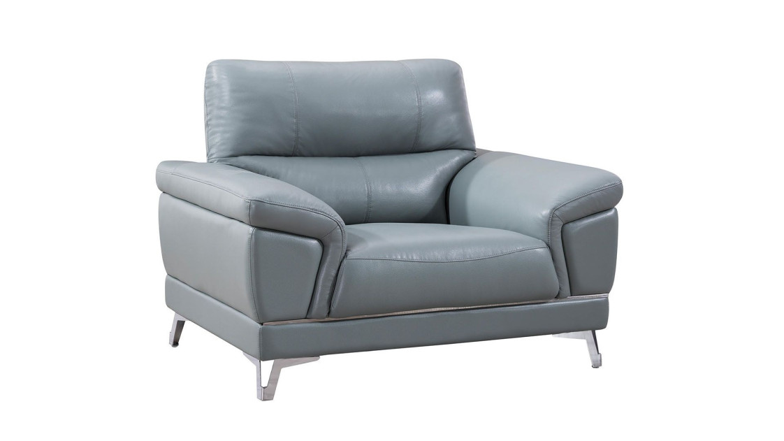 EK151 Light Grayish Blue Genuine Leather Sofa & Loveseat Contemporary Style by American Eagle Furniture