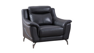 EK150 Black Genuine Leather Sofa & Loveseat Contemporary Style by American Eagle Furniture