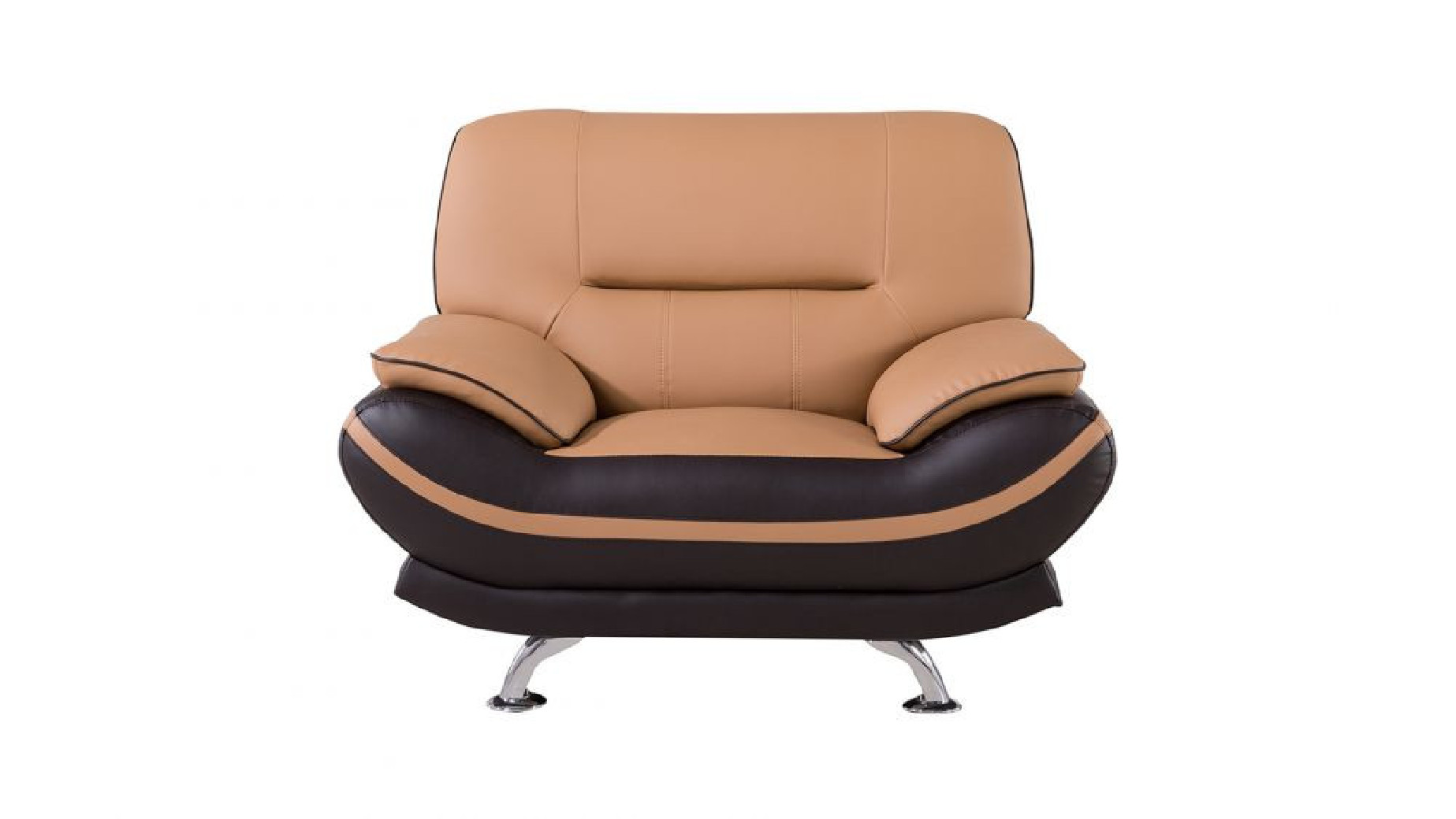 AE709-YO.BR Light/Dark Brown Faux Leather Sofa & Loveseat Contemporary Style by American Eagle