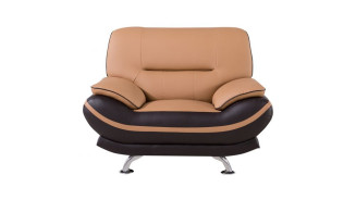 AE709-YO.BR Light/Dark Brown Faux Leather Sofa & Loveseat Contemporary Style by American Eagle