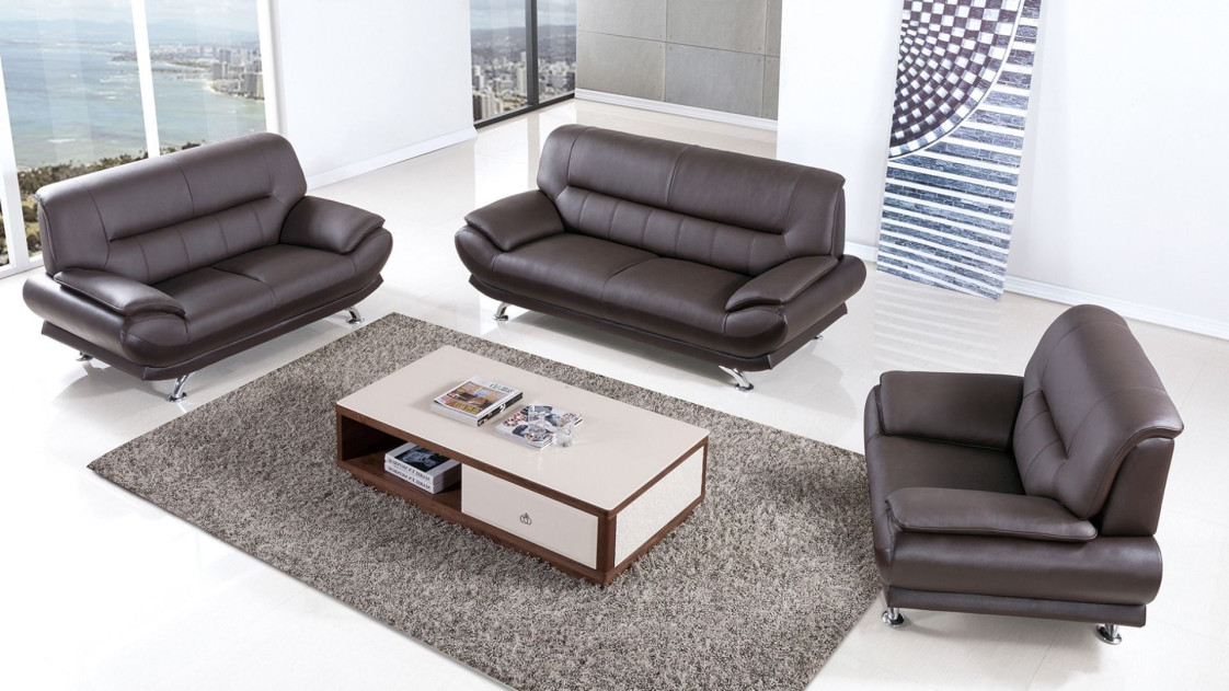 EK-B118 Dark Chocolate Genuine Leather Sofa & Loveseat Contemporary Style by American Eagle