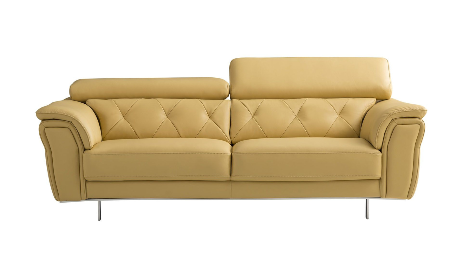 EK068 Yellow Italian Leather Sofa & Loveseat Contemporary Style by American Eagle Furniture