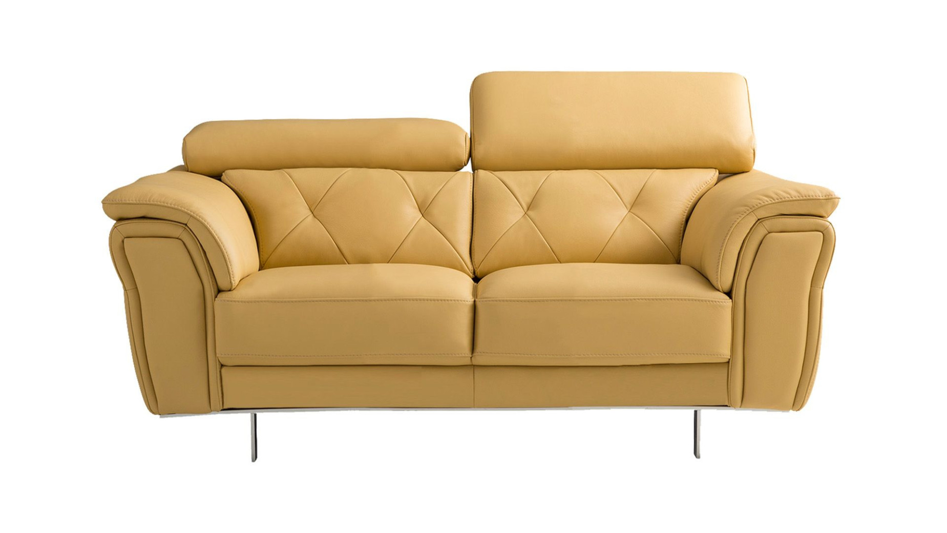 EK068 Yellow Italian Leather Sofa & Loveseat Contemporary Style by American Eagle Furniture