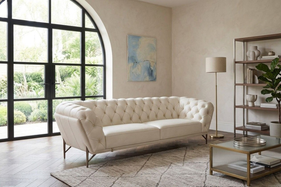 EK8009 White Italian Full Leather Sofa & Loveseat Contemporary Style by American Eagle