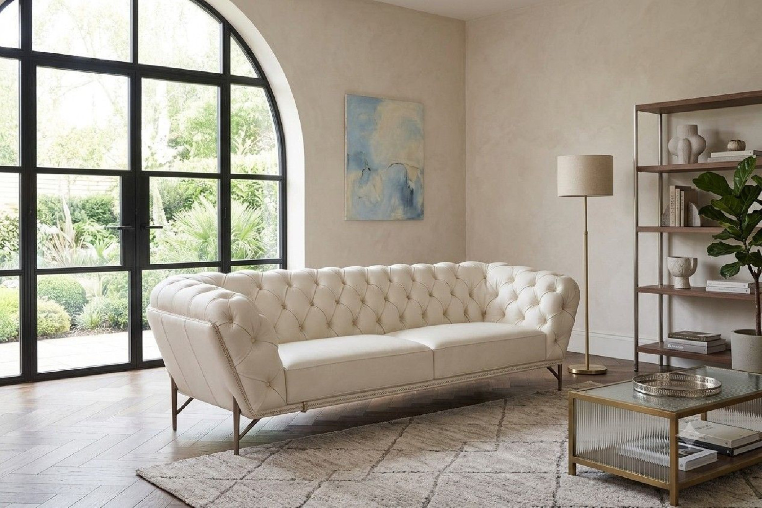 EK8009 White Italian Full Leather Sofa & Loveseat Contemporary Style by American Eagle