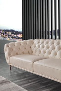 EK8009 White Italian Full Leather Sofa & Loveseat Contemporary Style by American Eagle
