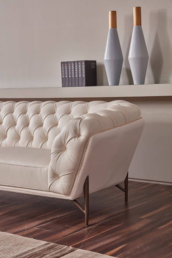 EK8009 White Italian Full Leather Sofa & Loveseat Contemporary Style by American Eagle