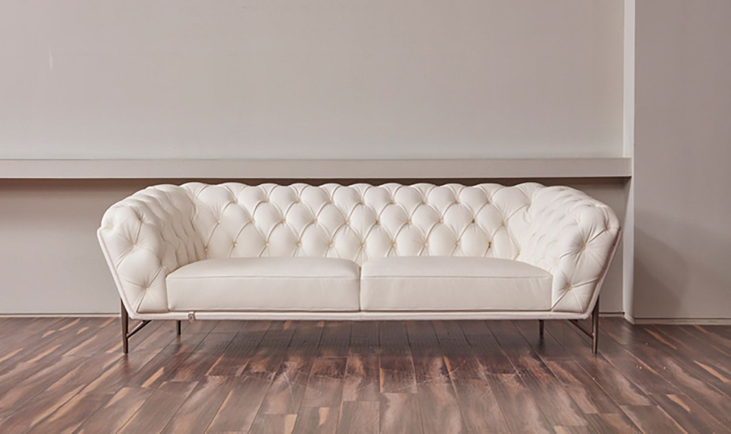EK8009 White Italian Full Leather Sofa & Loveseat Contemporary Style by American Eagle