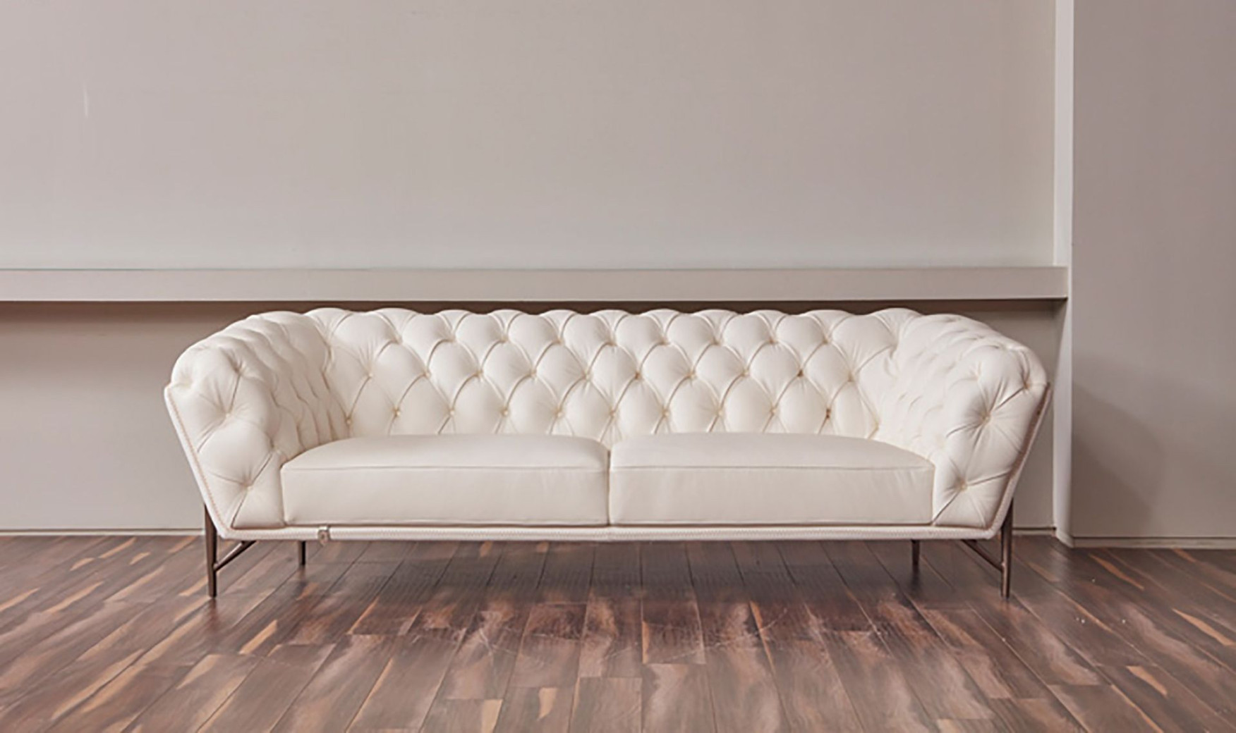 EK8009 White Italian Full Leather Sofa & Loveseat Contemporary Style by American Eagle