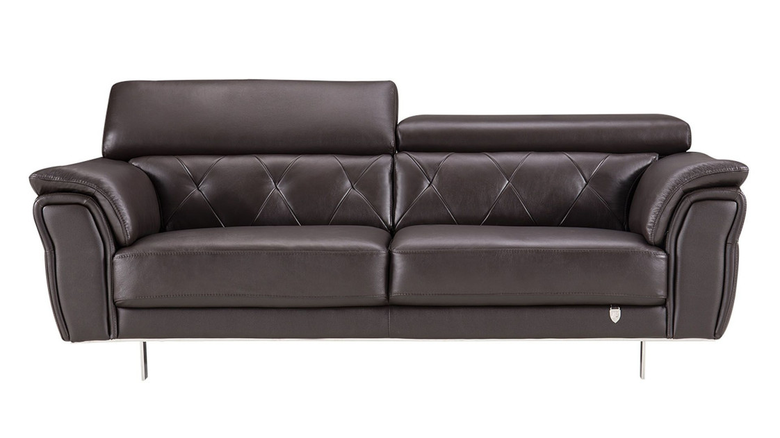 EK068 Dark Chocolate Italian Leather Sofa & Loveseat Contemporary Style by American Eagle