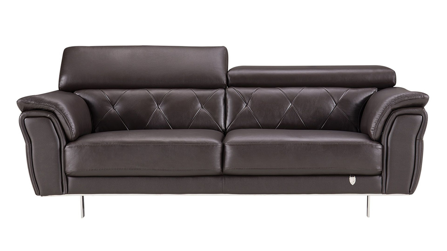 EK068 Dark Chocolate Italian Leather Sofa & Loveseat Contemporary Style by American Eagle