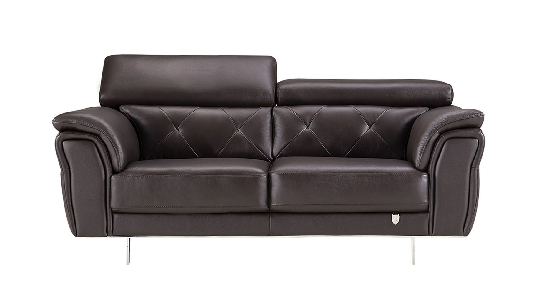 EK068 Dark Chocolate Italian Leather Sofa & Loveseat Contemporary Style by American Eagle