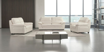 EK045 Ivory Italian Leather Sofa & Loveseat Contemporary Style by American Eagle Furniture