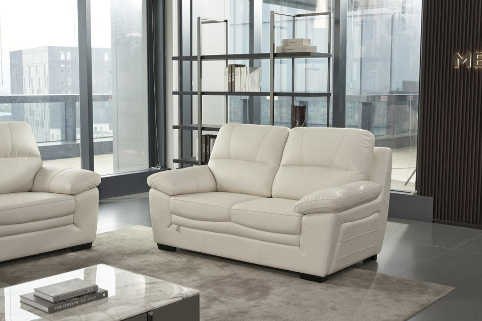 EK045 Ivory Italian Leather Sofa & Loveseat Contemporary Style by American Eagle Furniture