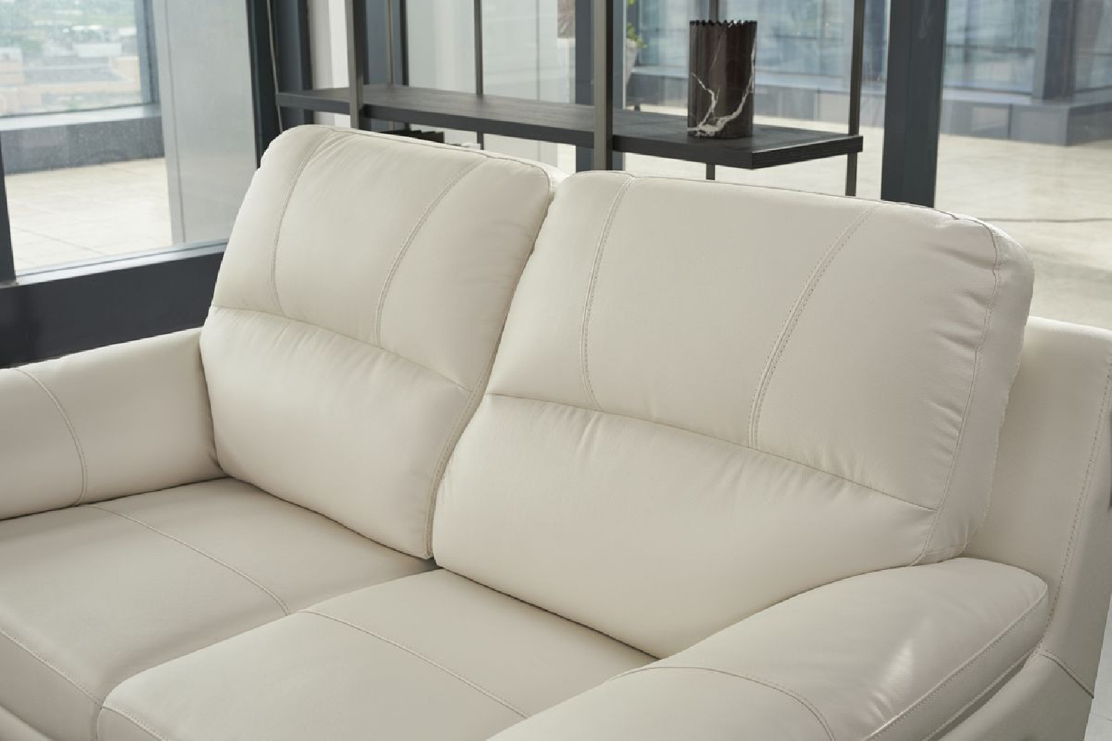 EK045 Ivory Italian Leather Sofa & Loveseat Contemporary Style by American Eagle Furniture