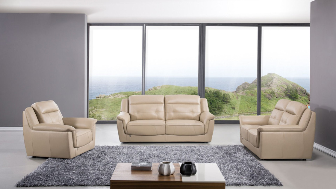 EK042 Tan Italian Leather Sofa & Loveseat Contemporary Style by American Eagle Furniture