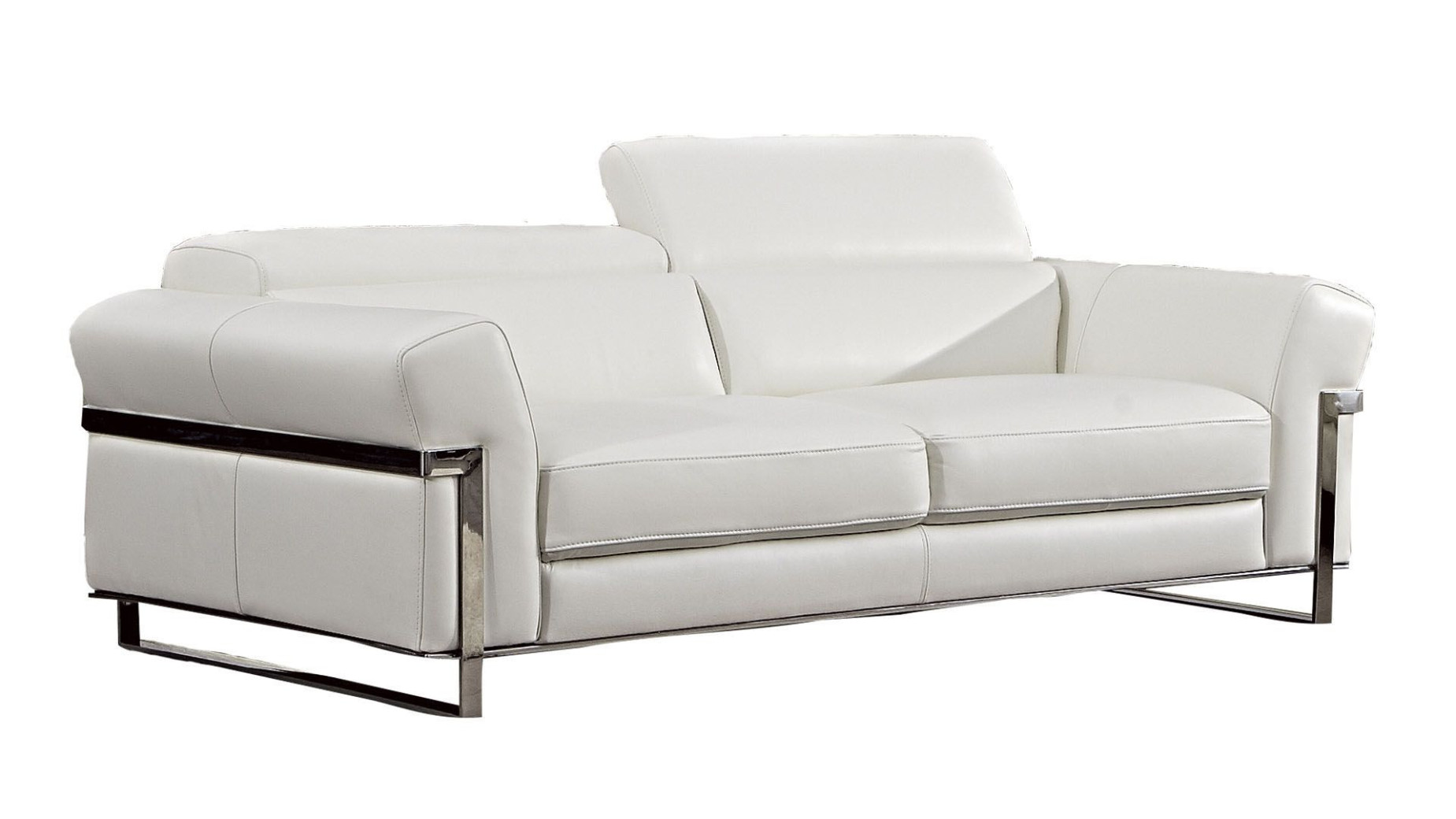 EK012 White Italian Full Leather Sofa & Loveseat Contemporary Style by American Eagle Furniture