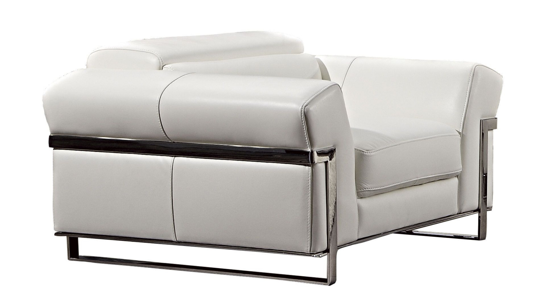 EK012 White Italian Full Leather Sofa & Loveseat Contemporary Style by American Eagle Furniture
