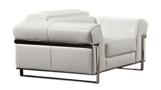 EK012 White Italian Full Leather Sofa & Loveseat Contemporary Style by American Eagle Furniture