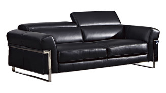 EK012 Black Italian Full Leather Sofa  & Loveseat Contemporary Style by American Eagle Furniture