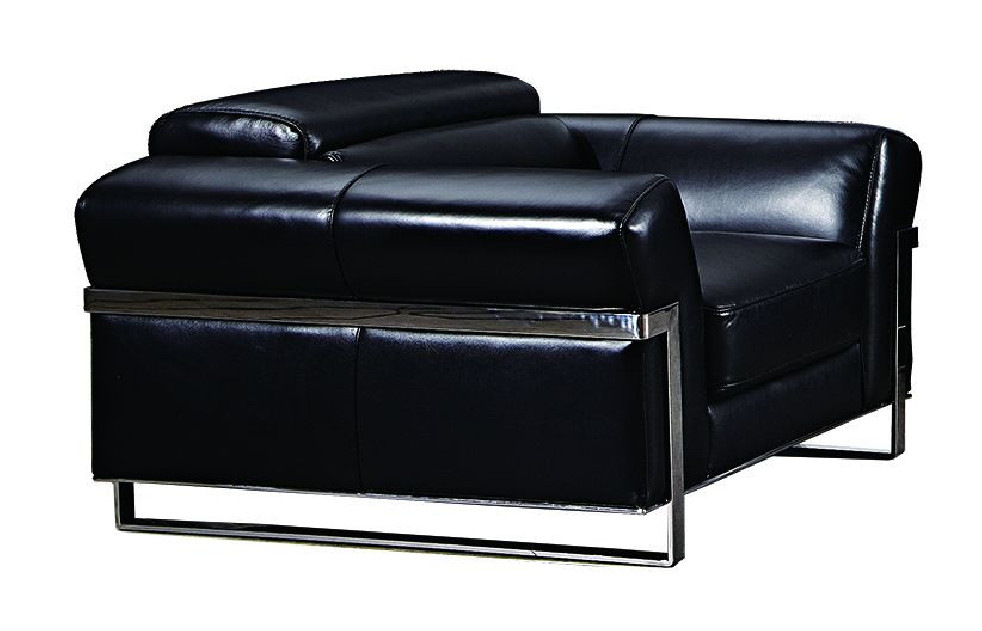 EK012 Black Italian Full Leather Sofa  & Loveseat Contemporary Style by American Eagle Furniture