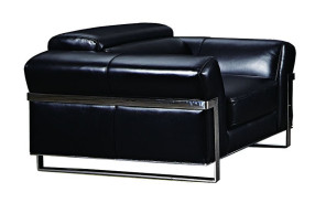 EK012 Black Italian Full Leather Sofa  & Loveseat Contemporary Style by American Eagle Furniture