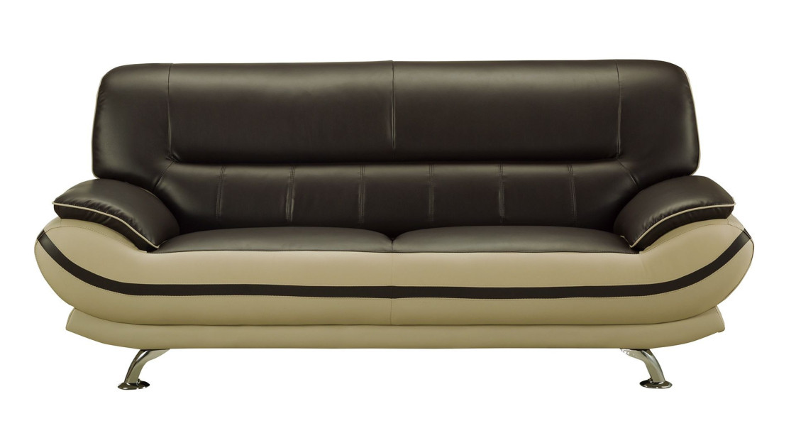 AE709-MA.LG Raisin and Khaki Faux Leather Sofa & Loveseat Contemporary Style by American Eagle