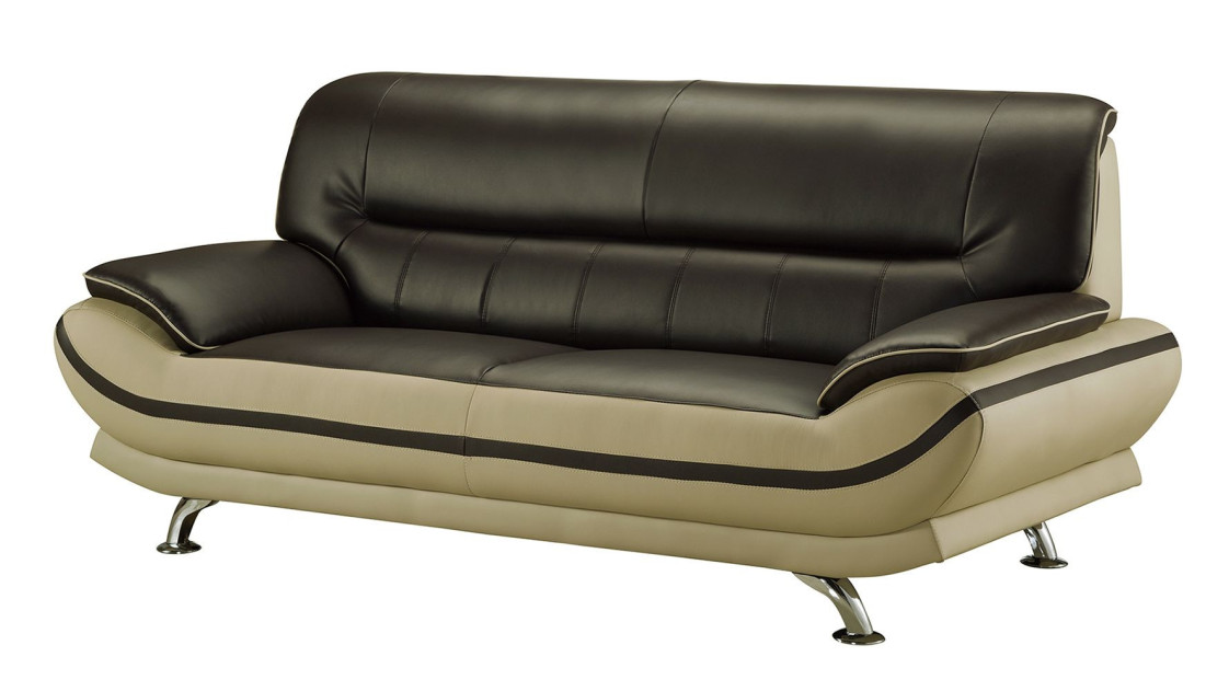 AE709-MA.LG Raisin and Khaki Faux Leather Sofa & Loveseat Contemporary Style by American Eagle