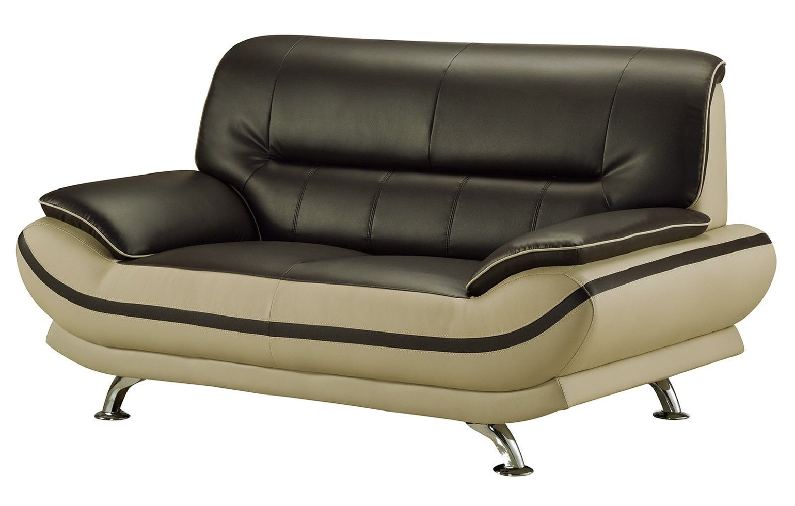 AE709-MA.LG Raisin and Khaki Faux Leather Sofa & Loveseat Contemporary Style by American Eagle