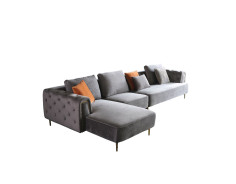 AE-LD831R 3 Piece Gray Velvet Right Side Sitting Sectional Contemporary Style by American Eagle Furniture