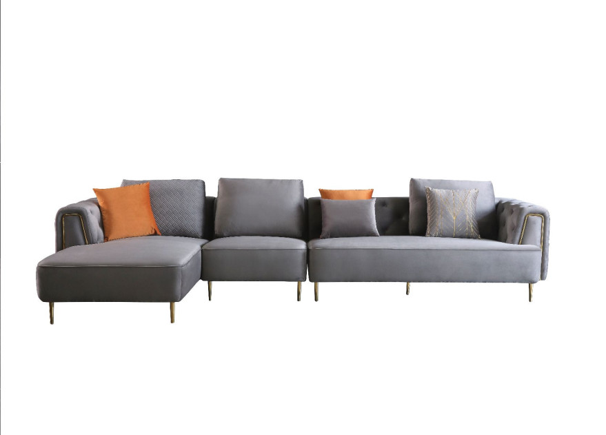 AE-LD831R 3 Piece Gray Velvet Right Side Sitting Sectional Contemporary Style by American Eagle Furniture