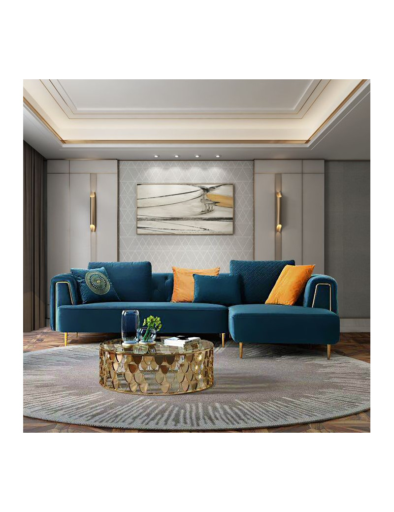 AE-LD831L 3 Piece Royal Blue Velvet Left Side Sitting Sectional by American Eagle Furniture