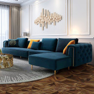AE-LD831L 3 Piece Royal Blue Velvet Left Side Sitting Sectional by American Eagle Furniture