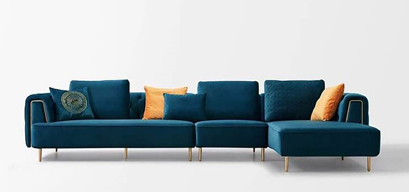 AE-LD831L 3 Piece Royal Blue Velvet Left Side Sitting Sectional by American Eagle Furniture