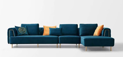 AE-LD831L 3 Piece Royal Blue Velvet Left Side Sitting Sectional by American Eagle Furniture