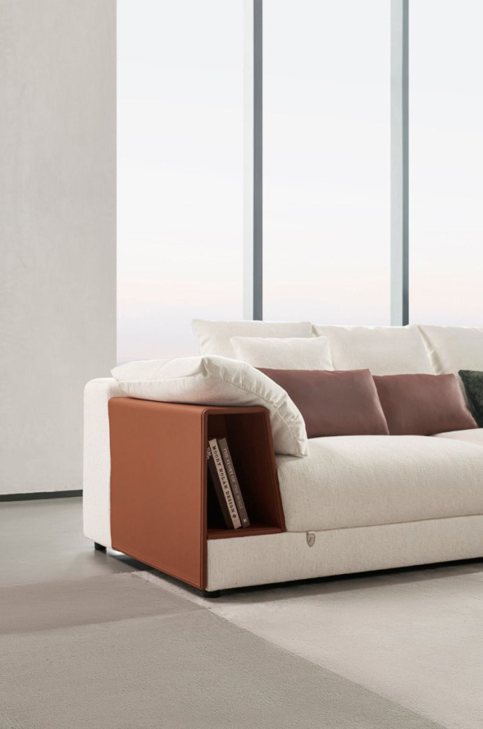 AE-L8013 White Fabric Sectional Sofa Set - Right Side Facing Chaise Contemporary Style by American Eagle Furniture