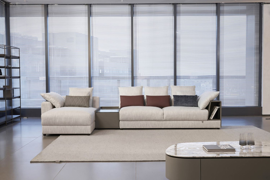 AE-L8013 Light Gray Fabric Sectional Sofa Set - Left Side Facing Chaise Contemporary Style by American Eagle Furniture